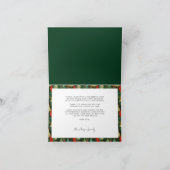 緑モダンと赤のパターン家族の写真ハッピー シーズンカード (内部)