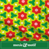 緑モダンと赤の幾何学的フローラの花 セラミックノブ