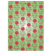 緑モダンと赤の愛、平和、喜び引用文 クリップボード (裏面)