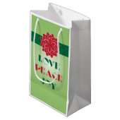 緑モダンと赤の愛、平和、喜び引用文 スモールペーパーバッグ (正面アングル)