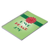 緑モダンと赤の愛、平和、喜び引用文 ノートブック (左側)