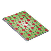 緑モダンと赤の愛、平和、喜び引用文 ノートブック (右側)