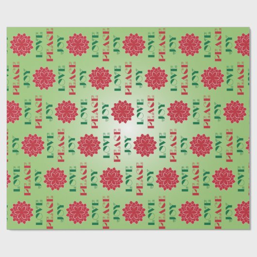 緑モダンと赤の愛、平和、喜び引用文 ラッピングペーパー (フラット)