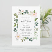 緑モダンと赤面のフローラ結婚 招待状 (スタンド正面)