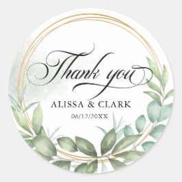 緑モダンと金ゴールドありがとう ラウンドシール