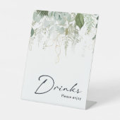 緑モダンと金ゴールドのシャワー飲料 台座サイン (正面)