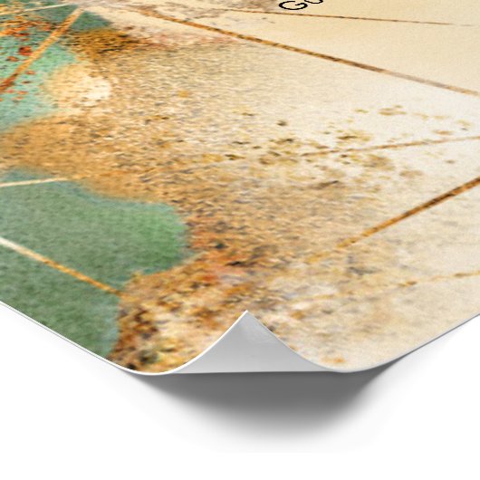 緑モダンと金ゴールドの植物結結婚晶 ポスター (角)