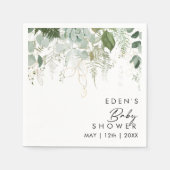 緑モダンと金ゴールドの赤ちゃんシャワーナプキン スタンダードカクテルナプキン (正面)