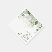 緑モダンと金ゴールドの赤ちゃんシャワーナプキン スタンダードカクテルナプキン (角)