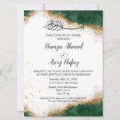 緑モダンと金ゴールドイスラム結婚教徒 招待状 (正面)