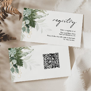 緑モダンと金ゴールドベビーレジストリQRコード エンクロージャーカード