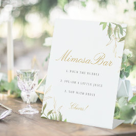 緑モダンと金ゴールドミモサバー 台座サイン