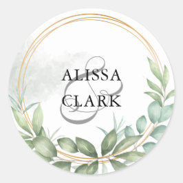 緑モダンと金ゴールド封筒用シール ラウンドシール