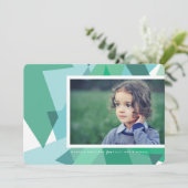 緑モダンと青のホリデーフォトカード シーズンカード (スタンド正面)