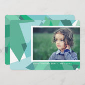 緑モダンと青のホリデーフォトカード シーズンカード (正面/裏面)