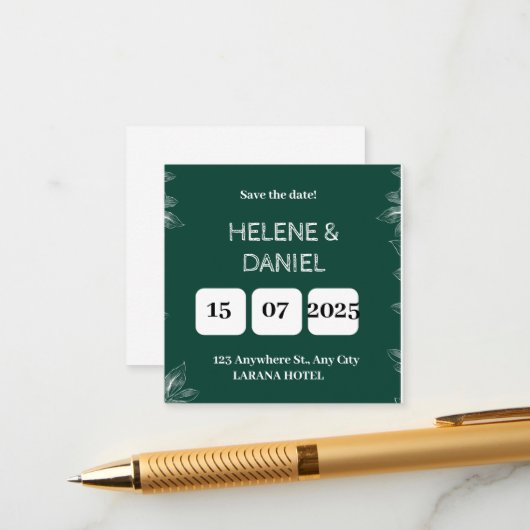 緑モダンと黄色の横結婚線の侵入点 エンクロージャーカード (正面/裏面インサイチュ)