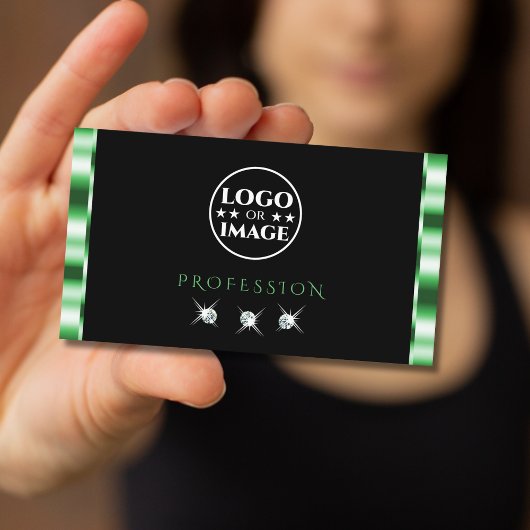 緑モダンと黒のダイヤきらめくンのロゴ追加 名刺