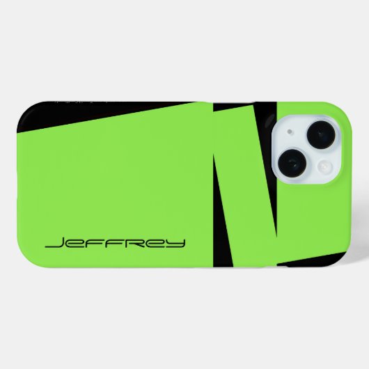 緑モダンと黒の名パーソナライズされた前 Case-Mate iPhoneケース (裏面 (横))