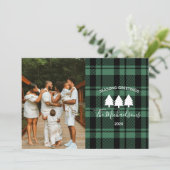 緑モダンと黒の格子模様の写真 シーズンカード (スタンド正面)