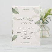 緑モダンと黒の結婚式招待状 招待状 (スタンド正面)