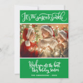 緑モダンに輝くクリスマスシーズン シーズンカード (正面)