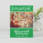 緑モダンに輝くクリスマスシーズン シーズンカード (スタンド正面)