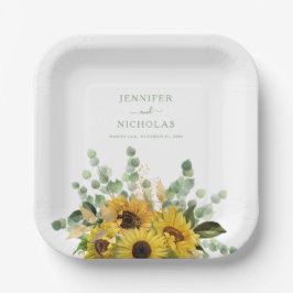 緑モダンのひま結婚わり ペーパープレート