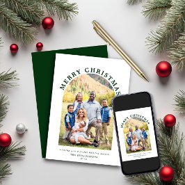 緑モダンのアーチクリスマスホリデーフォト シーズンカード