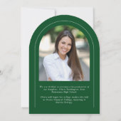 緑モダンのアーチ2写真卒業発表 招待状 (裏面)