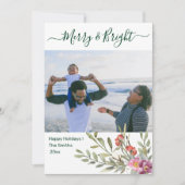 緑モダンのエレガントスクリプト水の色フローラ シーズンカード (正面)