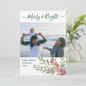 緑モダンのエレガントスクリプト水の色フローラ シーズンカード (スタンド正面)