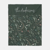緑モダンのエレガント素朴な植物科 フリースブランケット (正面)
