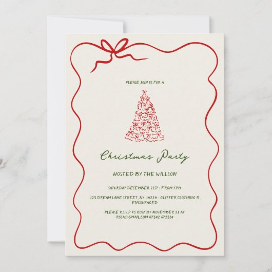 緑モダンのクリお洒落スマスパーティー 招待状 (正面)