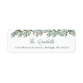 緑モダンのクリスマスカード差出人住所 ラベル