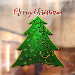 緑モダンのクリスマスツリー ウィンドウサイン