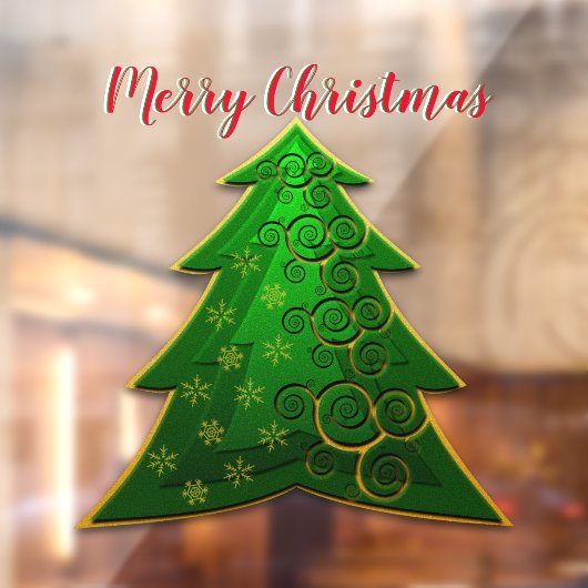 緑モダンのクリスマスツリー ウィンドウサイン (シート2)