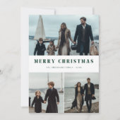 緑モダンのクリスマスファミリーフォト航海のビーチ シーズンカード (正面)