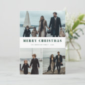 緑モダンのクリスマスファミリーフォト航海のビーチ シーズンカード (スタンド正面)