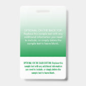 緑モダンのグラデーションプロフェッショナルの写真名タグ バッジ (裏面)