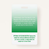 緑モダンのグラデーションプロフェッショナルの写真名タグ バッジ (裏面)