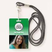 緑モダンのグラデーションプロフェッショナルの写真名タグ バッジ (正面ランヤード)