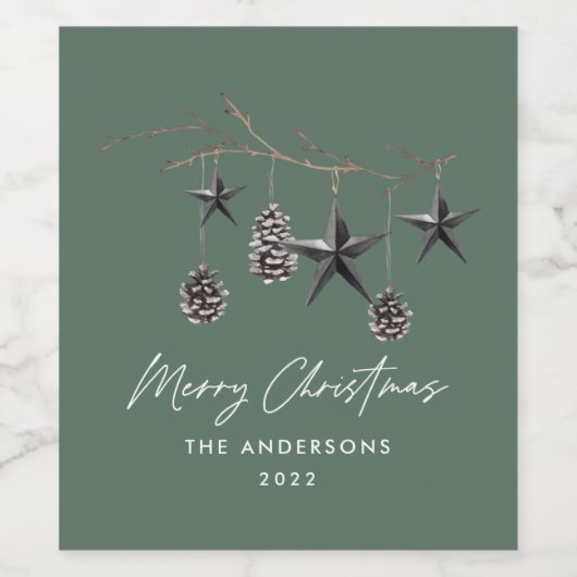 緑モダンのスエレガントキョス ワインラベル (シングルラベル)