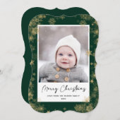 緑モダンのスエレガントクリプト雪の《写真》ぼけ味 シーズンカード (正面/裏面)
