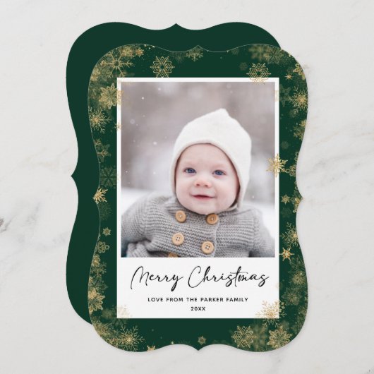 緑モダンのスエレガントクリプト雪の《写真》ぼけ味 シーズンカード (正面/裏面)