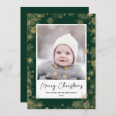 緑モダンのスエレガントクリプト雪の《写真》ぼけ味 シーズンカード (正面/裏面)