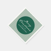 緑モダンのストライプクリスマス スタンダードカクテルナプキン (角)