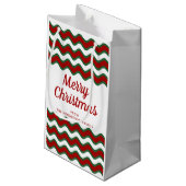 緑モダンのストライプクリスマス スモールペーパーバッグ (裏面アングル)