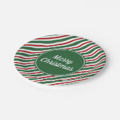 緑モダンのストライプクリスマス ペーパープレート (アングル)