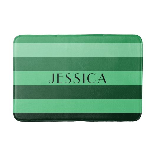 緑モダンのストライプパターン名 バスマット (正面)