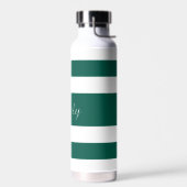 緑モダンのストライプ名 ウォーターボトル (左面)
